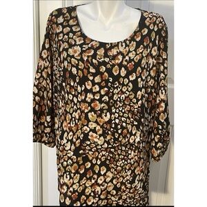 I.N. Studio Blouse Top Women's Size Large Layered Black, Orange
